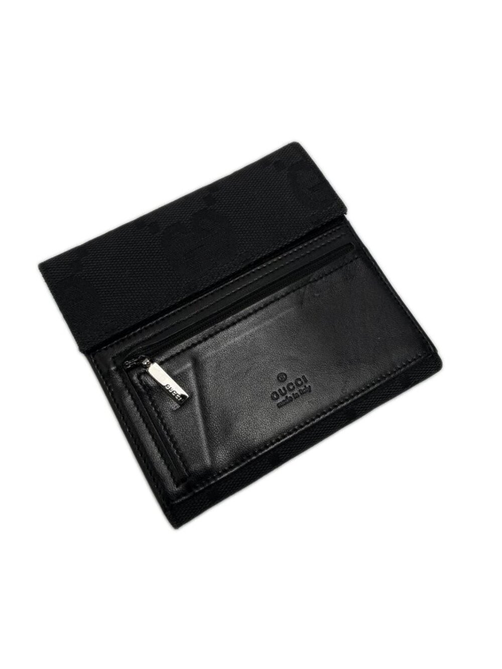 Gucci Jumbo GG Bifold Wallet 035 Black Canvas Leather